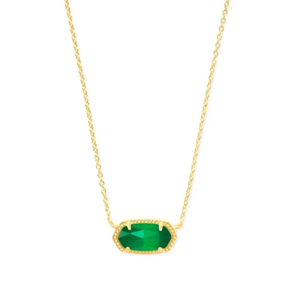 Elisa Short Pendant Gold Emerald Cats Eye